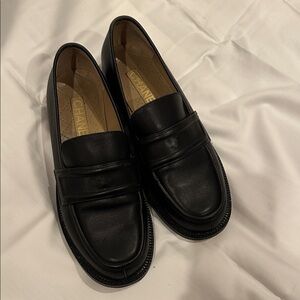 CHANEL, Black Calfskin, *No Logo* Loafers, Moccasins,  size 38 C, Made in Italy